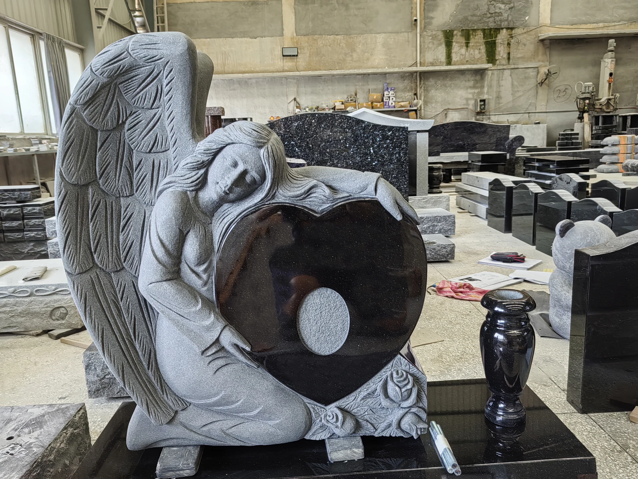 Carved Angel Heart Memorial