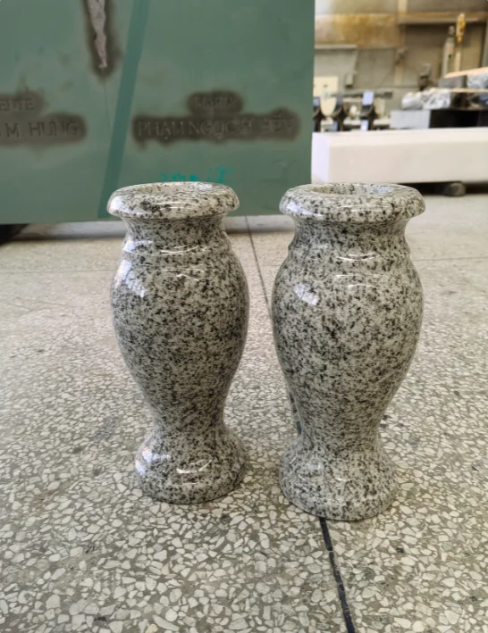 Gray Granite Cemetery Vase