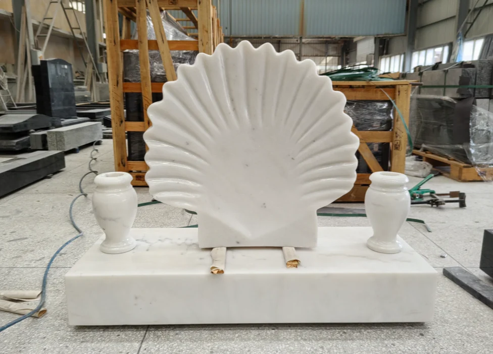 White Marble Shell-shaped Artistic Headstone