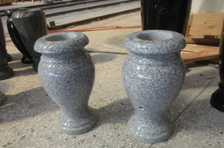 Light Gray Granite Memorial Flower Vase