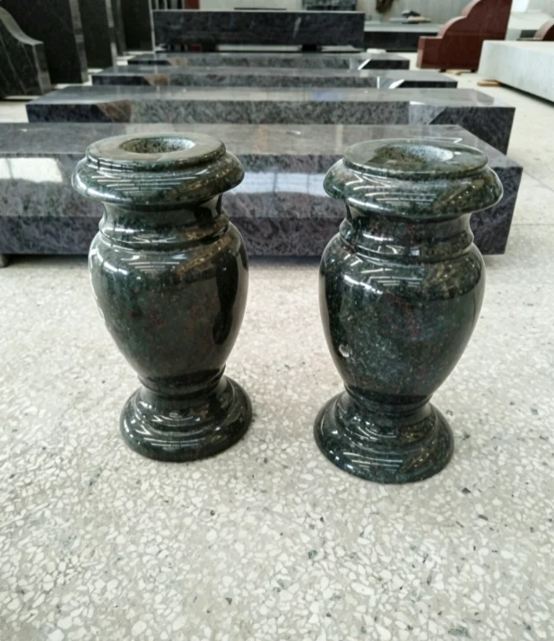 Polished Green Granite Memorial Vase