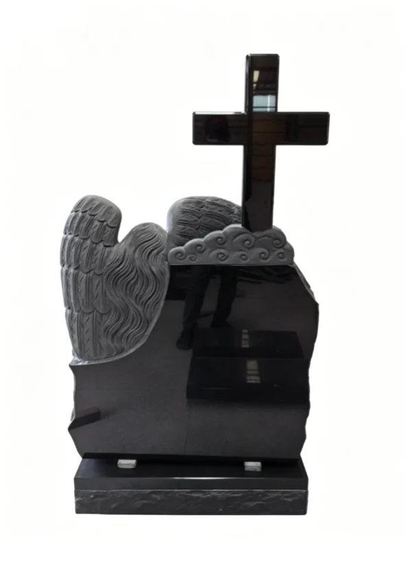 Black Granite Cross Headstone