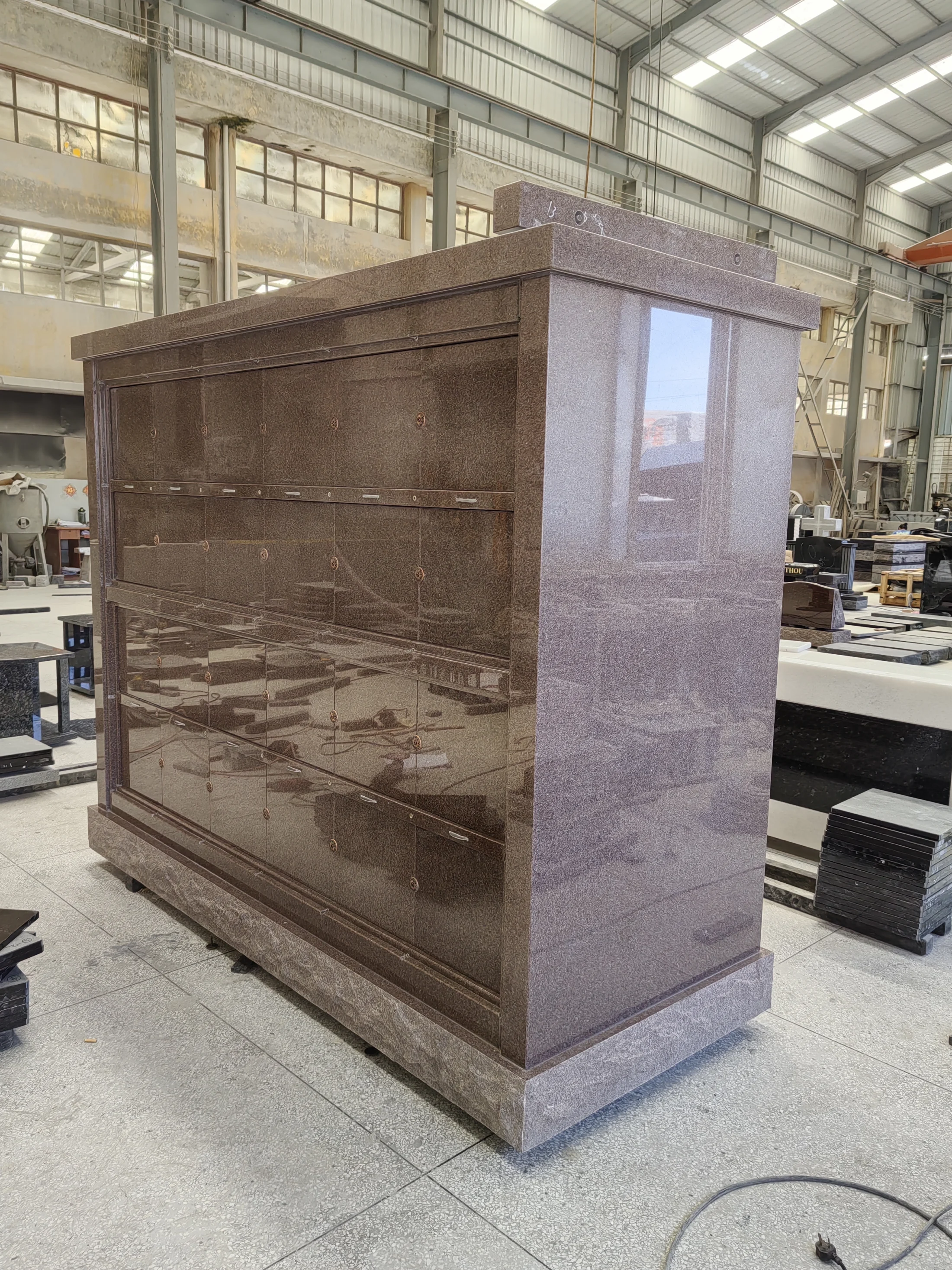 Polished Brown Granite Columbarium Mausoleum Wall