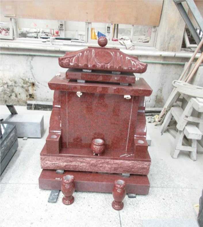 Luxury Red Granite Traditional Chinese Tombstone