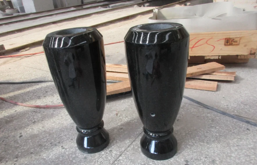 Polished Black Granite Vase