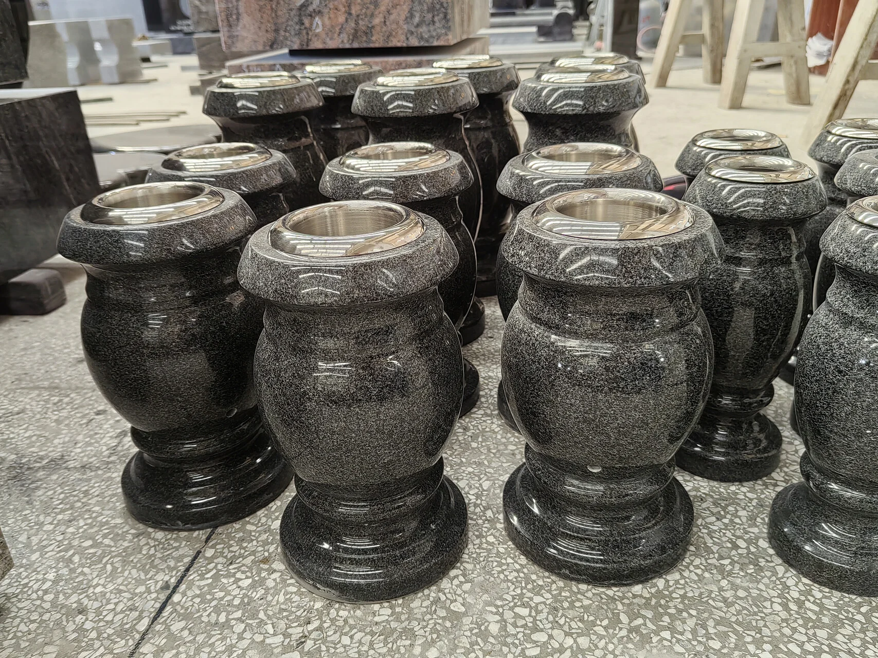 Polished Granite Memorial Urn