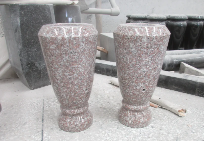 Pink Granite Cemetery Vase