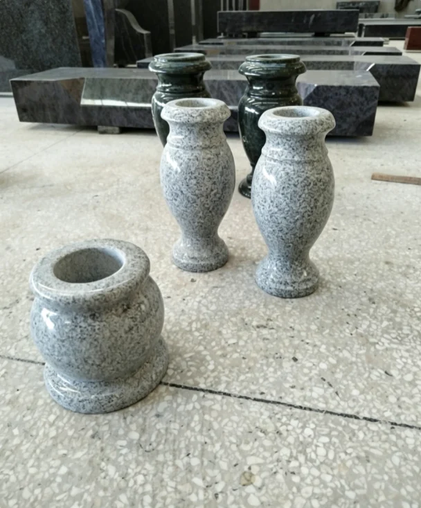 Polished Gray Granite Vase